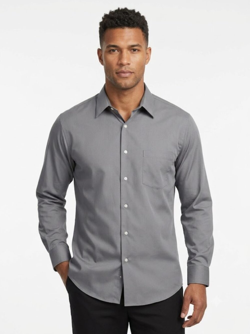 Van Heusen Men’s Lux Sateen Dress Shirt  Wrinkle‑Free  Gray  18.5 34/35 Big